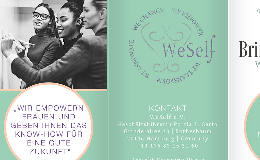 Flyer von WeSelf e.V. für das Projekt Bringing Peace, Innenseite