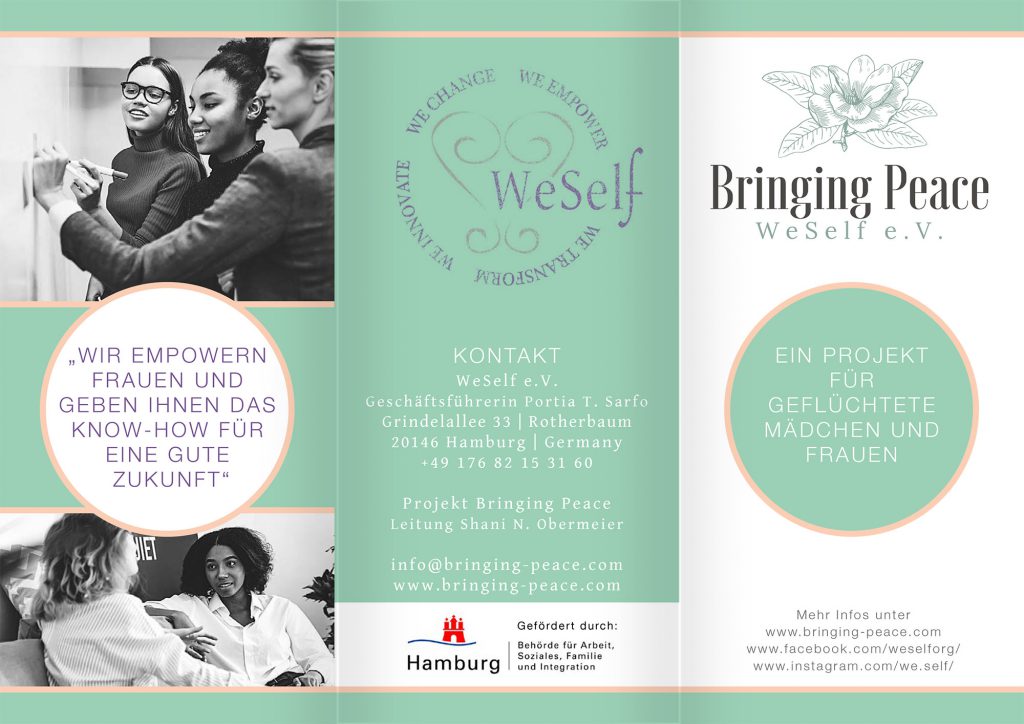 Flyer von WeSelf e.V. für das Projekt Bringing Peace, Innenseite