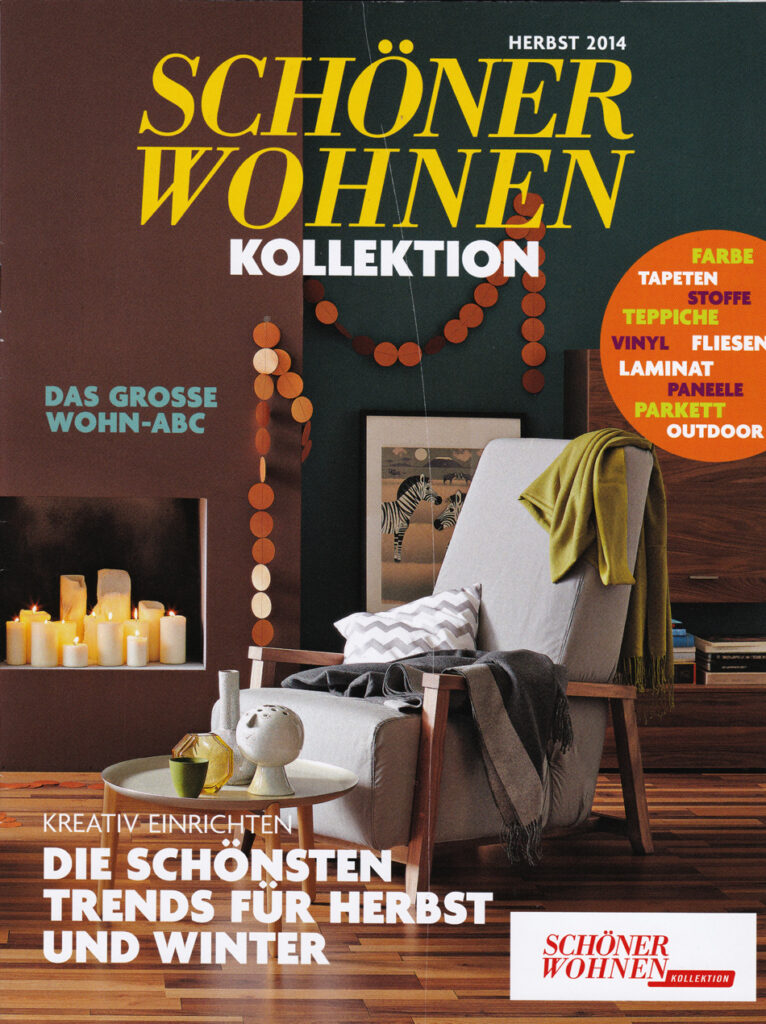 Titelcover Schöner Wohnen Herbstkollektion, gemütliches Wohnzimmer in Erdfarben